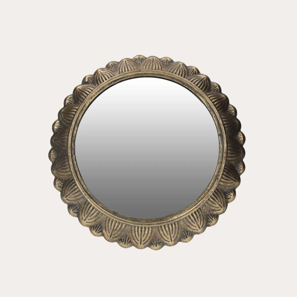 Miroir rond à poser doré vintage idéal pour maquillage et coiffure
