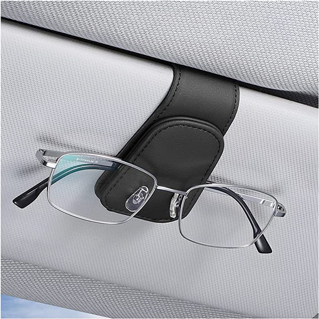 3 Stück Brillenhalter für Auto Sonnenblende, Auto Brillenhalter, Auto  Visier Zubehör, Leder Auto Sonnenbrillen Halterung Ticket Clip, Magnetische