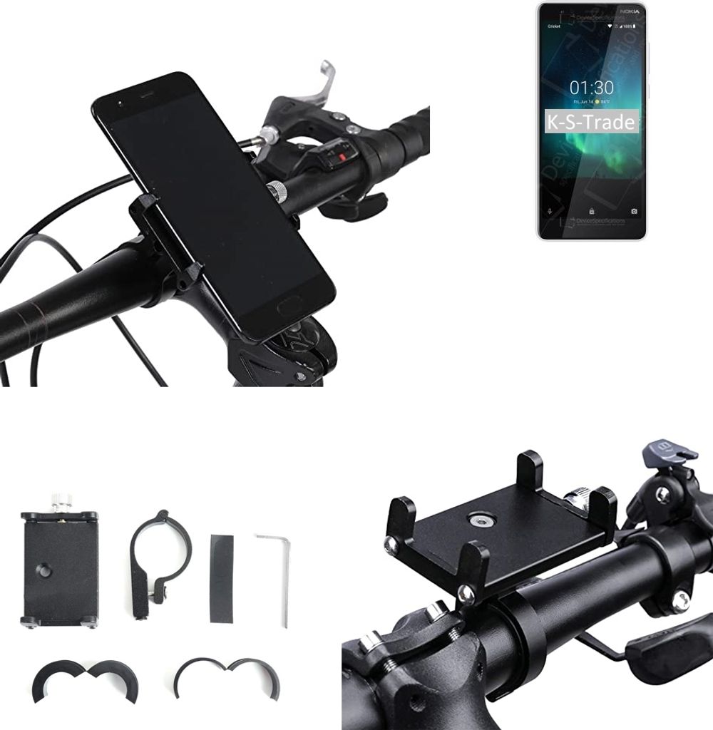 K-S-Trade Handyhalterung für das Fahrrad kompatibel mit Nokia 3.1 C Halter Lenkstange Fahrradhalterung Motorrad Bike Mount Befestigung Smartphone