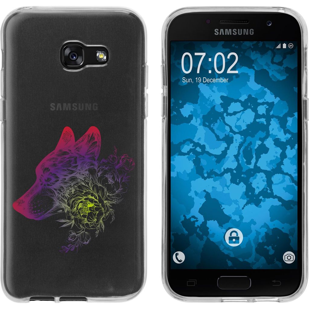 PhoneNatic Case kompatibel mit Samsung Galaxy A5 2017 Silikon-Hülle Floral Wolf M3-5