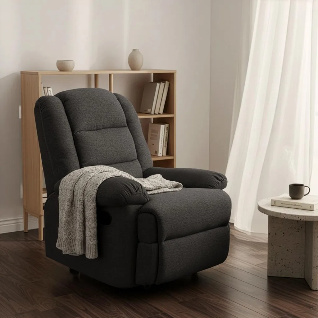 Fauteuil à bascule pliable Sofia Noir avec repose-pieds design chic - 2