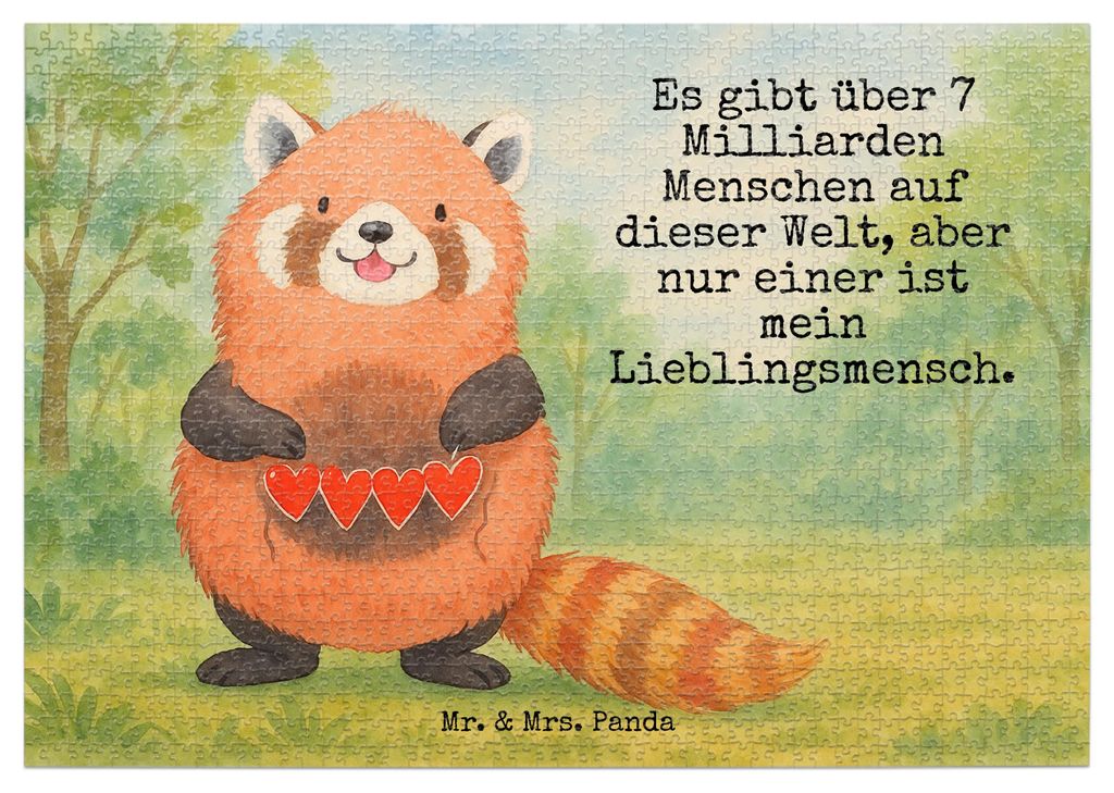 Mr. & Mrs. Panda Puzzle Roter Panda Design 1500 Teile - Weiß - Geschenk, Lieblingsmensch, Herz, 2000, Puzzlespiel, Rot, Liebling, Lustige Sprüche...