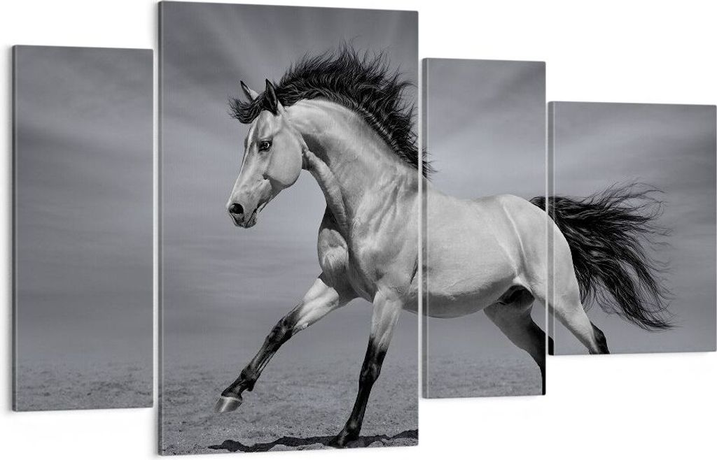 Bild auf Leinwand - Leinwandbild - Pferd Tier Natur - 120x70cm - Wand Bild - Wanddeko - Wandbilder - Leinwanddruck - Bilder - Kunstdruck - Wanddeko...