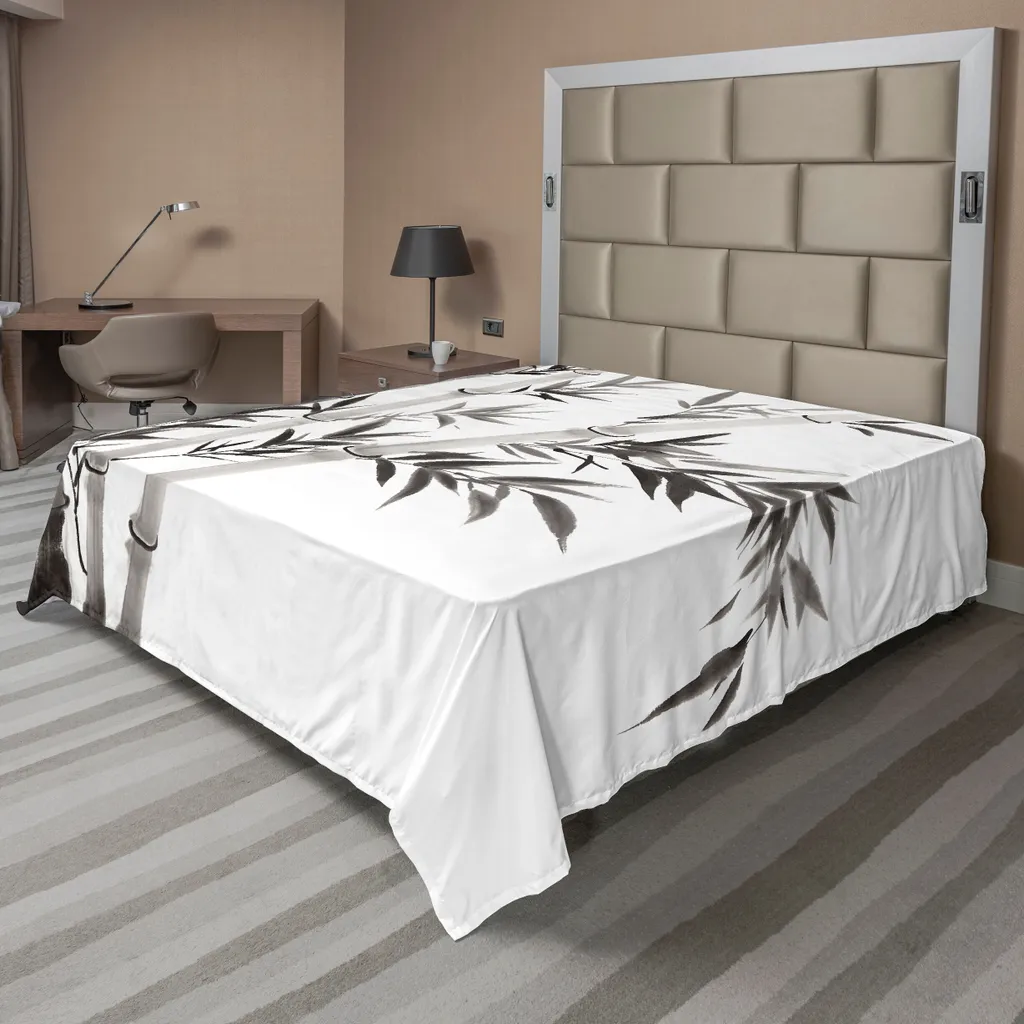 Drap plat en bambou ABAKUHAUS motif traditionnel Babus gris 260x228 cm