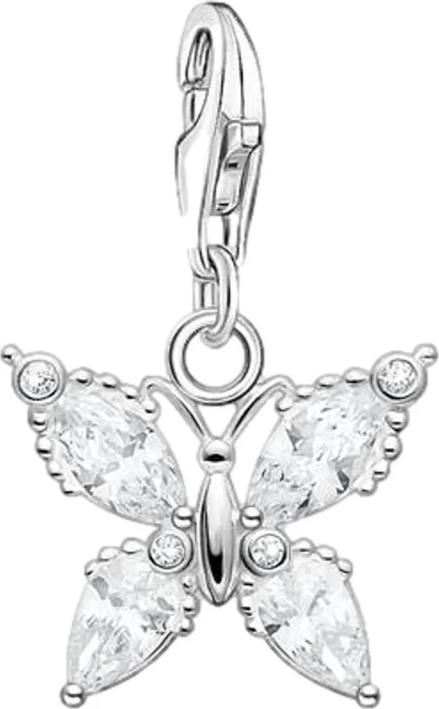 Pendentif à breloques Papillon Thomas Sabo 1862 en argent et émail blanc
