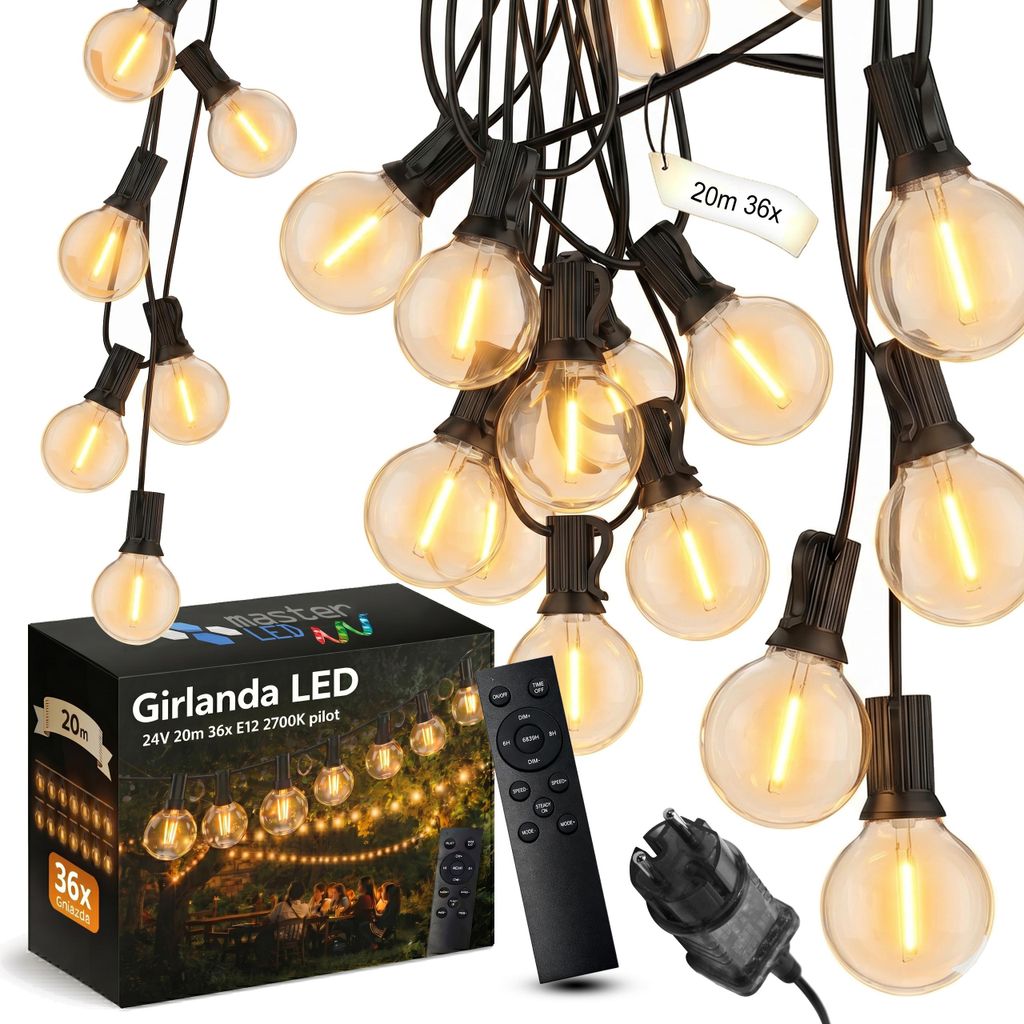 MasterLED LED Lichterkette Außen 20m mit 36x E12 G40 Produktbild 