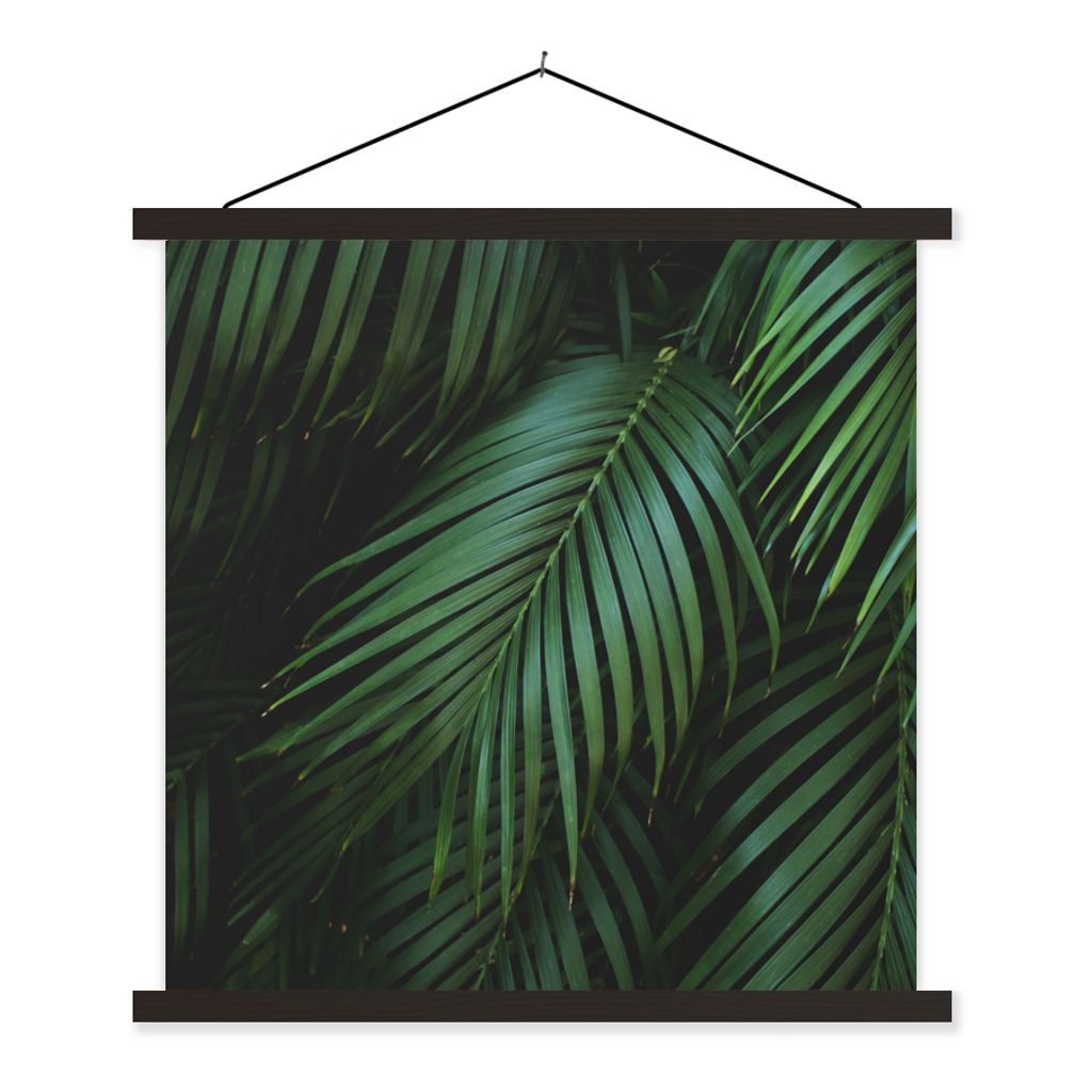 MuchoWow Textilposter Palmenblätter - Palmen - Tropisch 90x90 cm mit schwarzem Rahmen - Magnetisches
