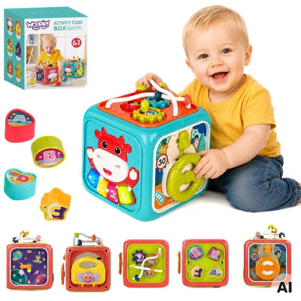 Woopie Baby Interactieve Sensorische Kubus Educatieve Productafbeelding 