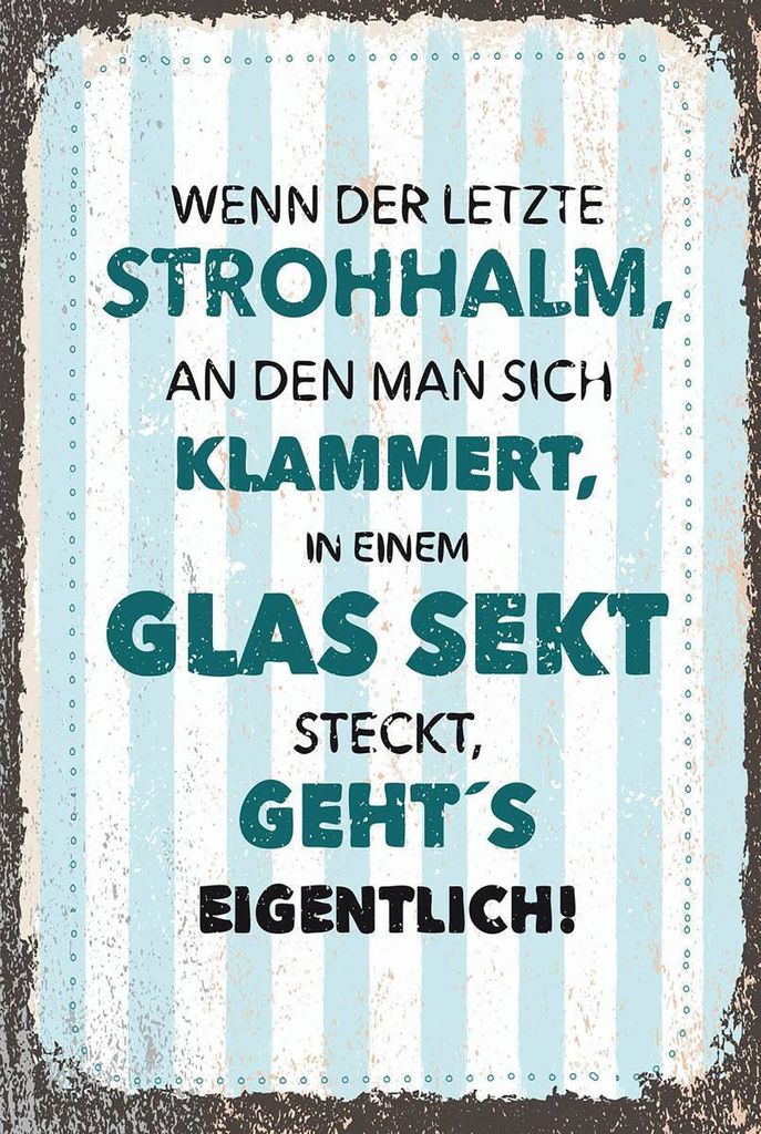 vianmo Holzschild 18x12 cm Wenn der letzte Strohhalman