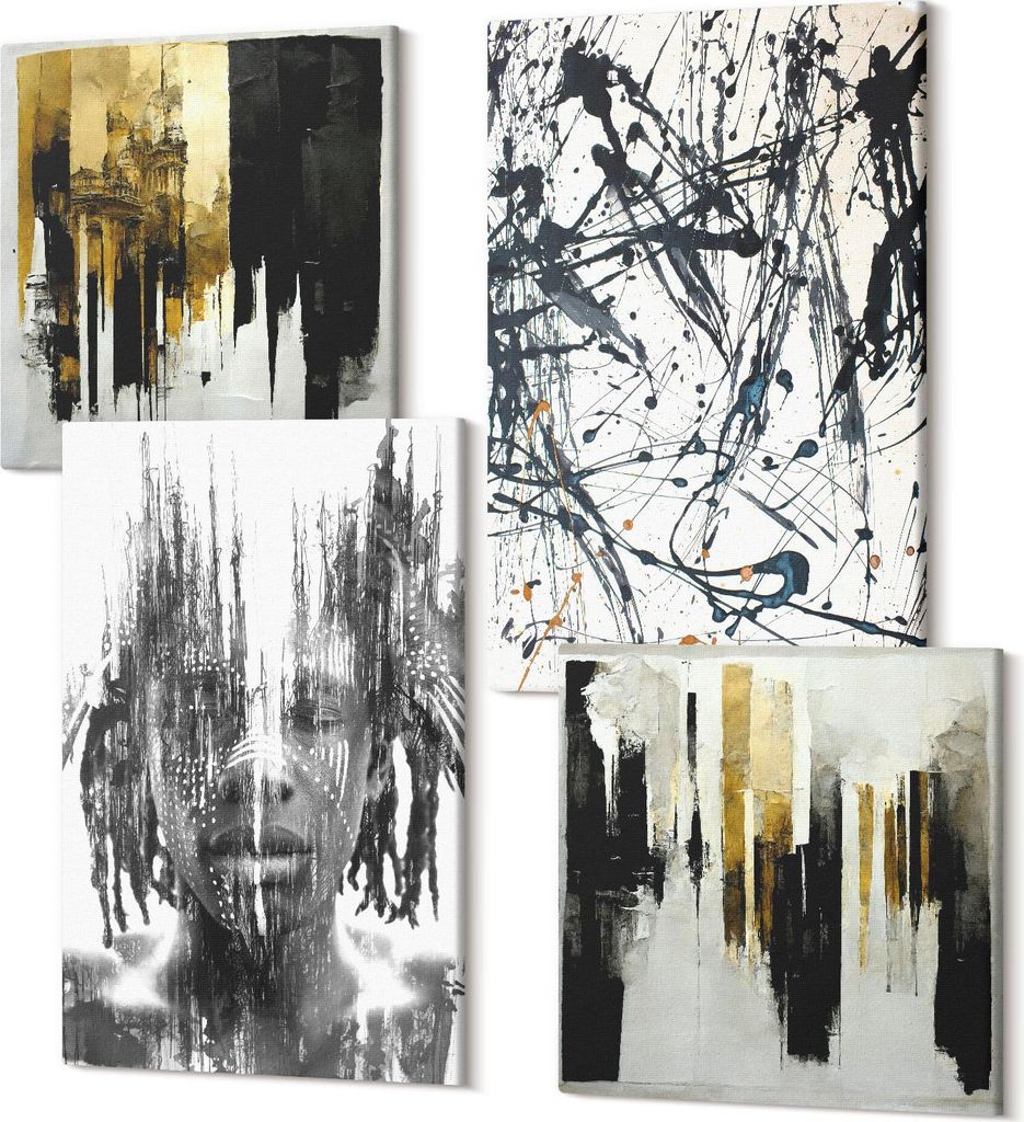 Leinwandbilder Mehrteilig 4-teilig – Modernes Design – Hochwertiger Polycanvas Kunstdruck – Wanddekoration & Wandkunst – Bilder für Zuhaus...