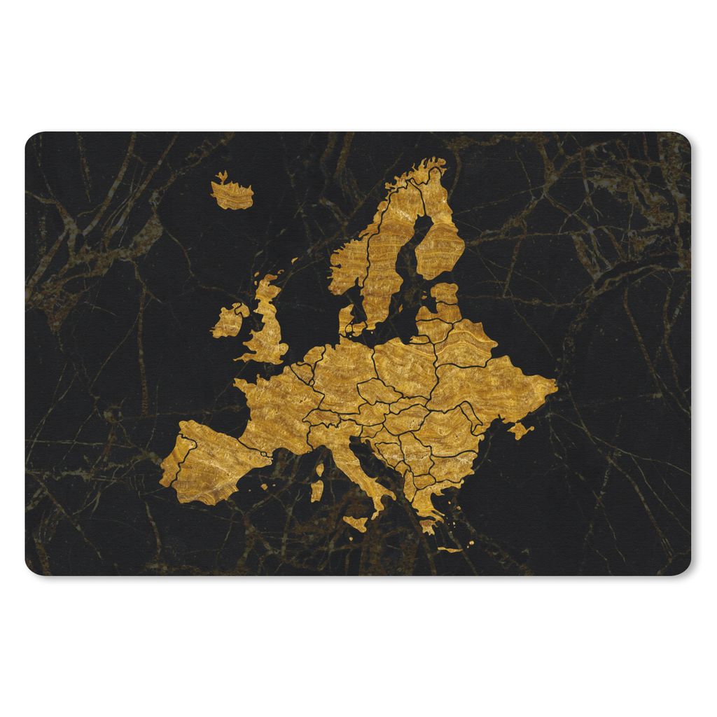 MuchoWow Mauspad Mousepad Karte von Europa - Gold - Schwarz 27x18 cm - Mousepads - Maus Mat - Pad - Mausunterlage - Büroartikel - Desk Matten