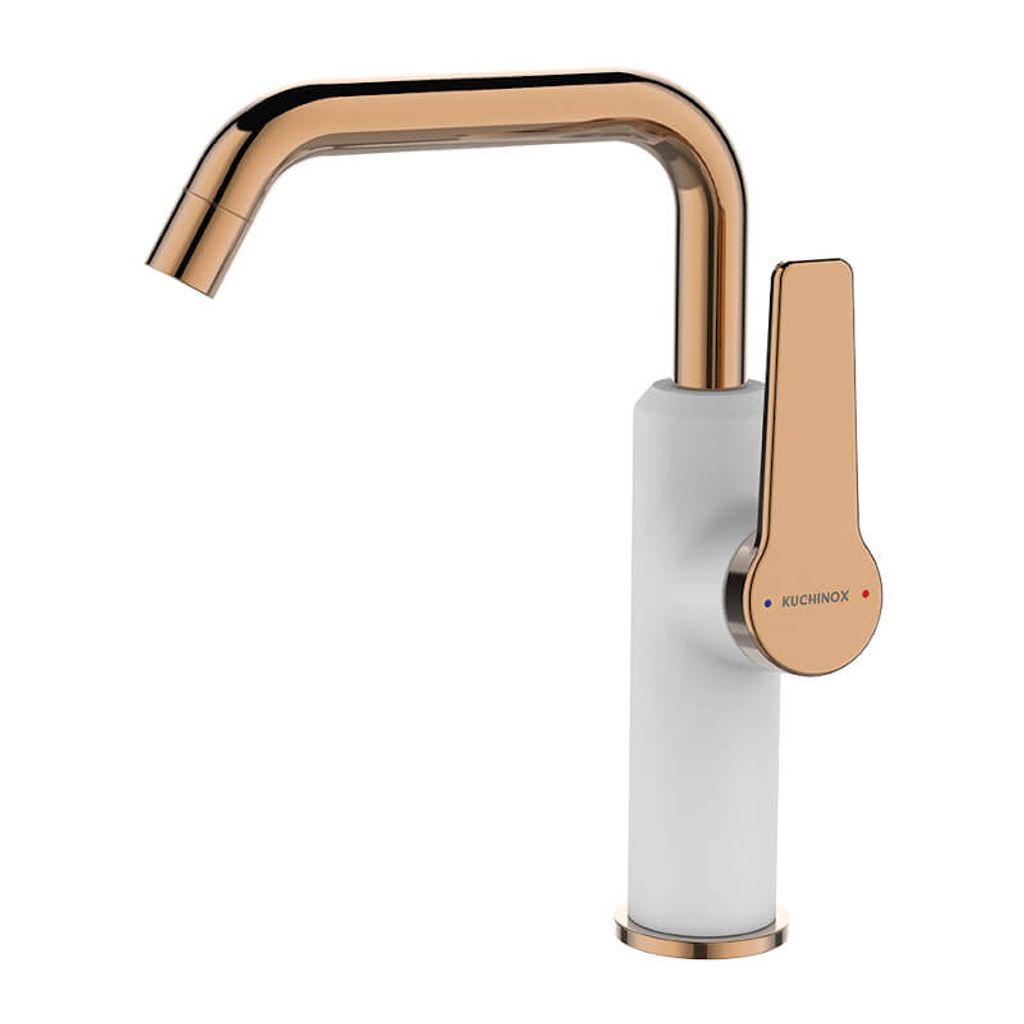 Miscelatore Per Lavabo Bocca Mobile Verticale L Bianco/Oro Immagine del prodotto 