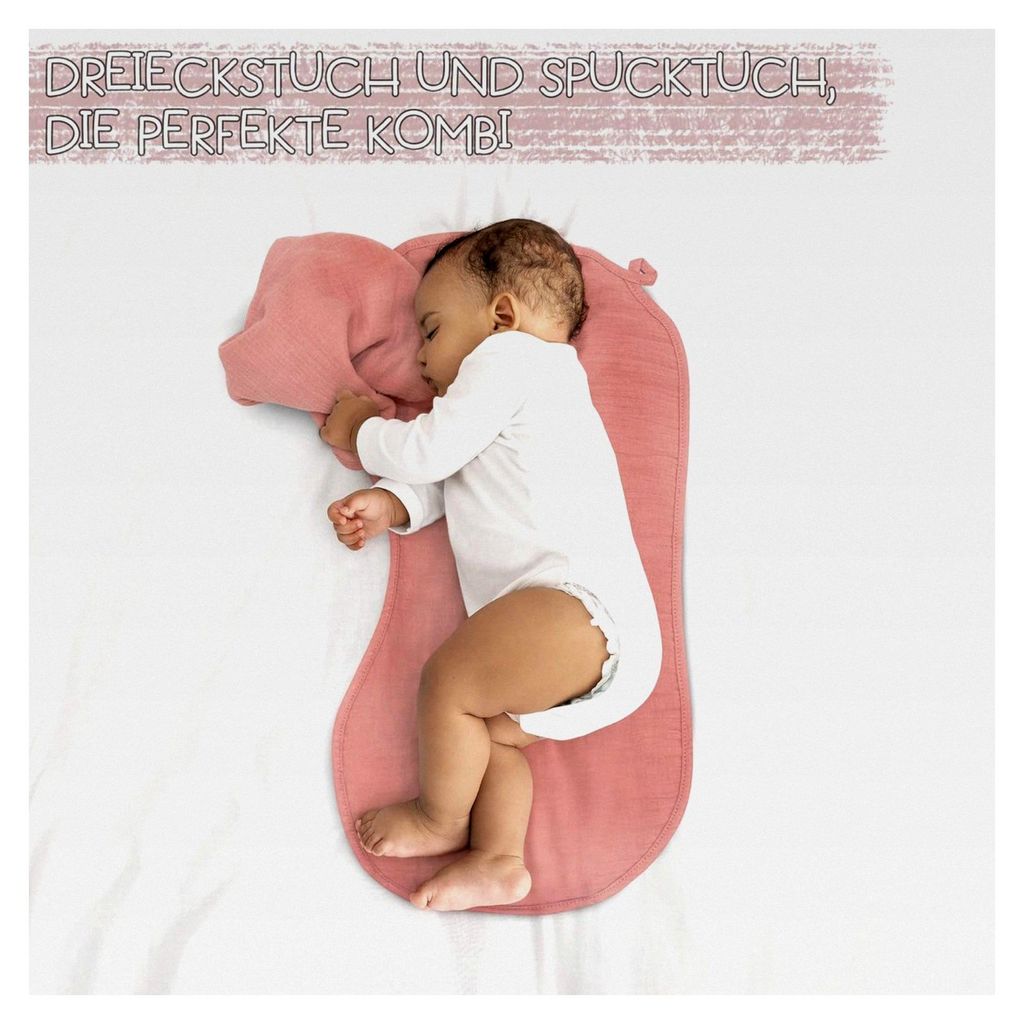 4-teiliges Set Lätzchen für Babys zur Geburt I 100% Baumwolle I Lätzchen - Handtuch - Spucktuch - Dreieckstuch im Spielkoffer (Geschenkset Dunke...