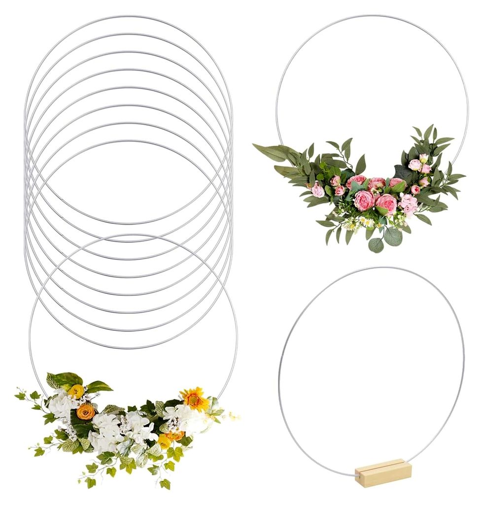 8 Stück Kranzringe mit Holzbasis, 30 cm Metallringe für DIY Hochzeitsdekoration und Wandkunst