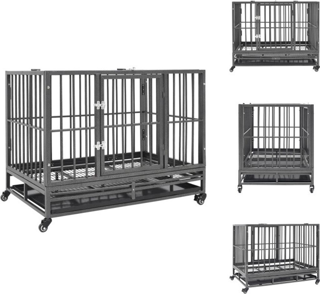 vidaXL Hundekäfig mit Rollen Stahl 92x62x76 cm -  Produktbild 