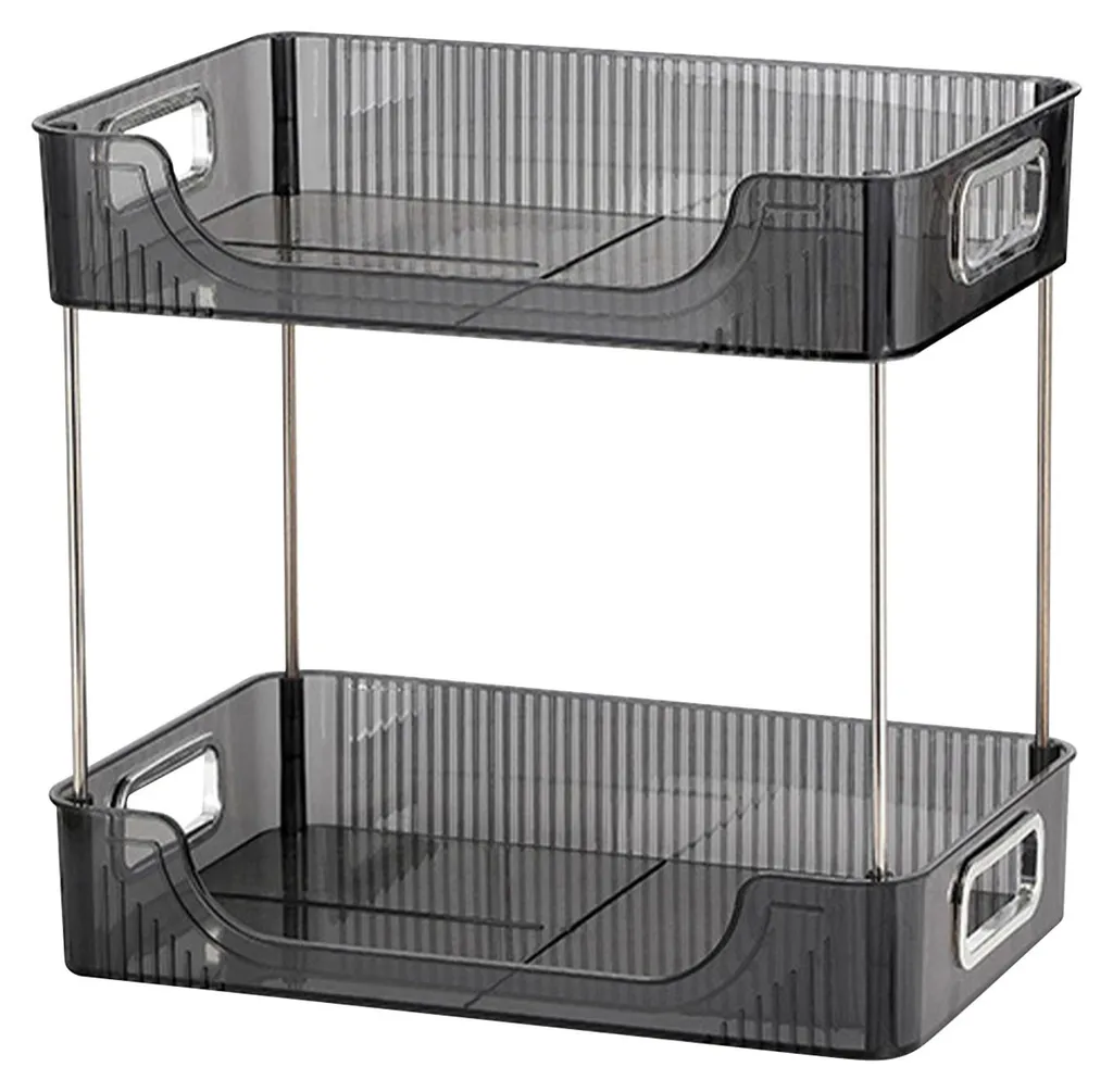 Organiseur bureau gris double étage - Grand espace et rangement déco