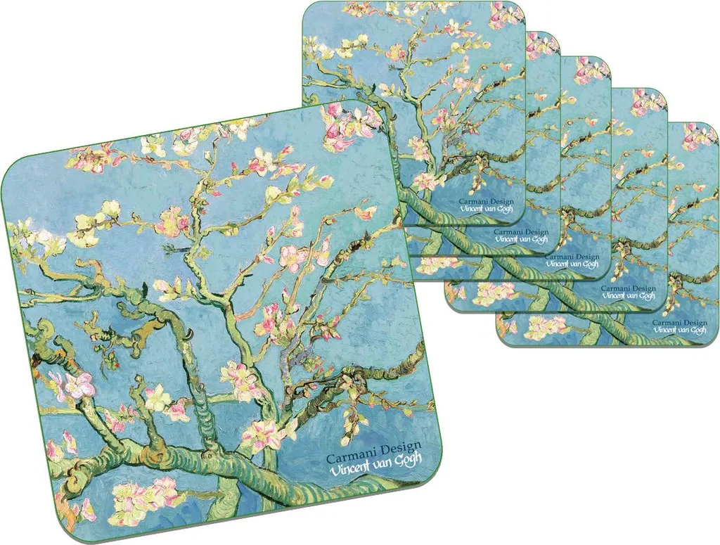 Dessous de verre carrés en liège Amandier en fleurs de Van Gogh x6