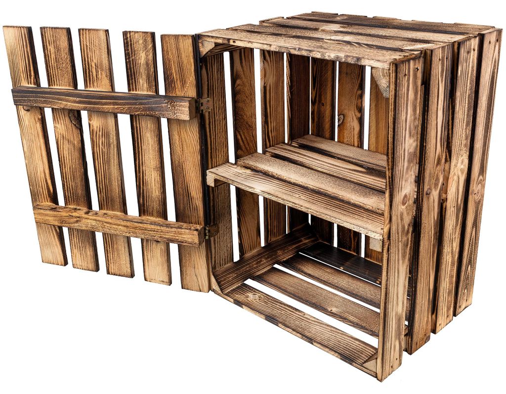 Creative Deco Houten Gevlamde Doos met Plank, 50 x 40 x 30 Productafbeelding 