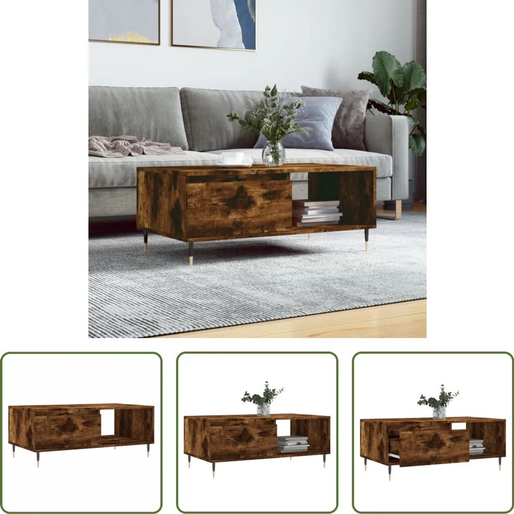 Tavolino Basso Rovere Fumé per Divano | The Living Store 90x50 cm