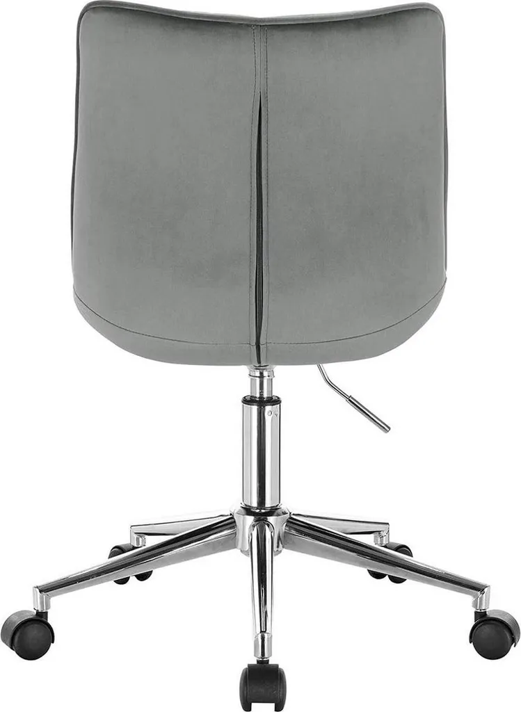 Sedia da Scrivania in Velluto Grigio Happyment - Altezza Regolabile - 4