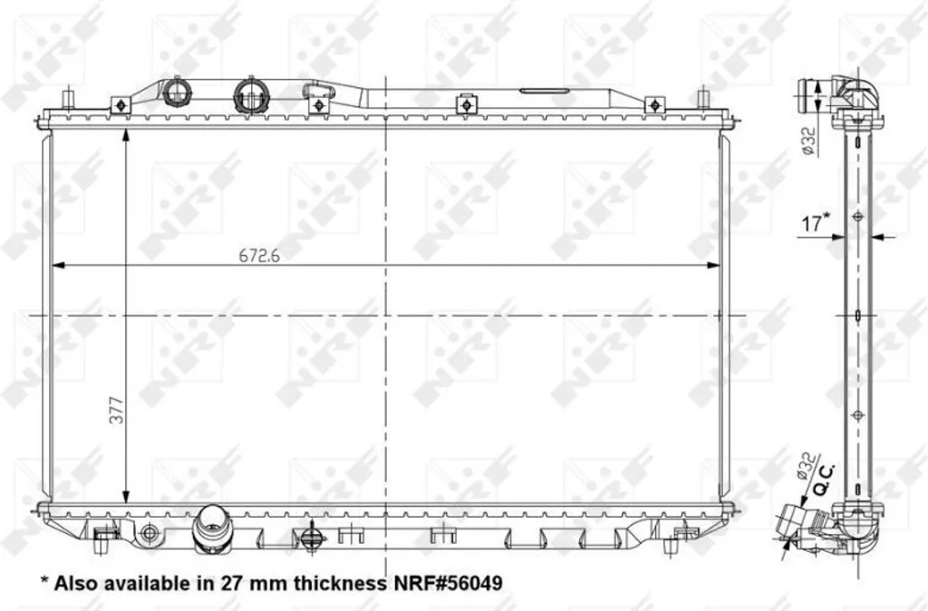 Radiateur moteur NRF 56050 pour Civic VIII - Remplacement OE 19010RNBA51