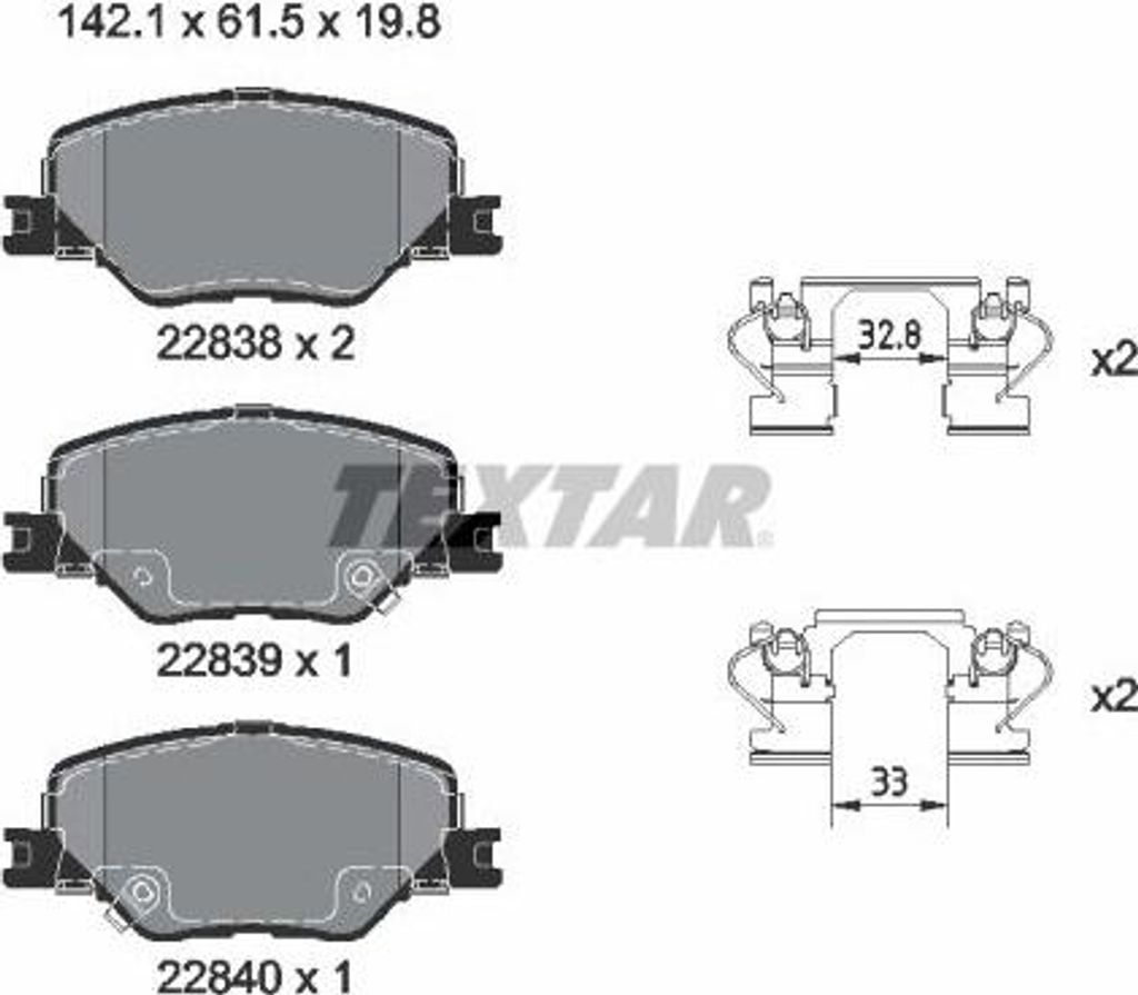 TEXTAR 2283801 Bremsbelagsatz, Scheibenbremse OE 84124408 kompatibel mit Insignia
