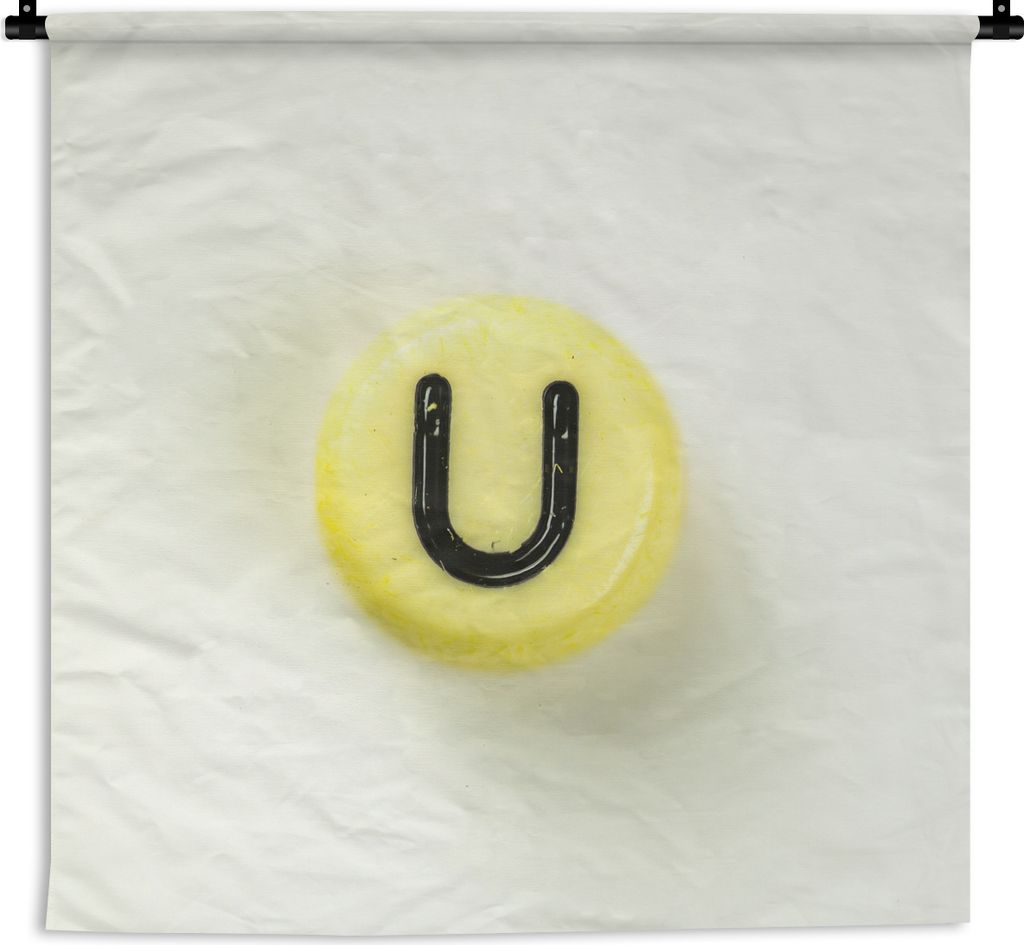 MuchoWow Wandteppich Wandbehang Großbuchstabe U auf weißem Hintergrund 120x120 cm Tapisserie Dekoration Wandtuch - Modern - Baumwollgewebe