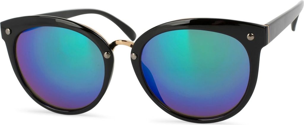 styleBREAKER Sonnenbrille mit Material-Mix-Rahmen in Katzenaugen Cat Eye Form und Nieten, Damen 09020071