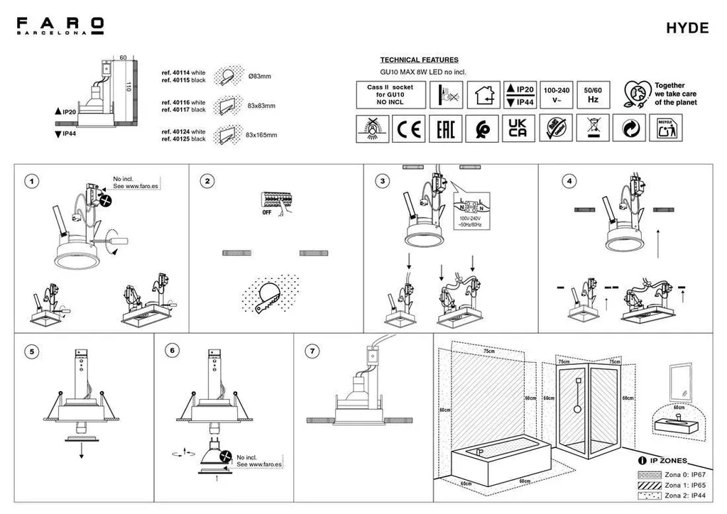 Spot encastrable noir HYDE pour plafond - Éclairage intérieur design - 4