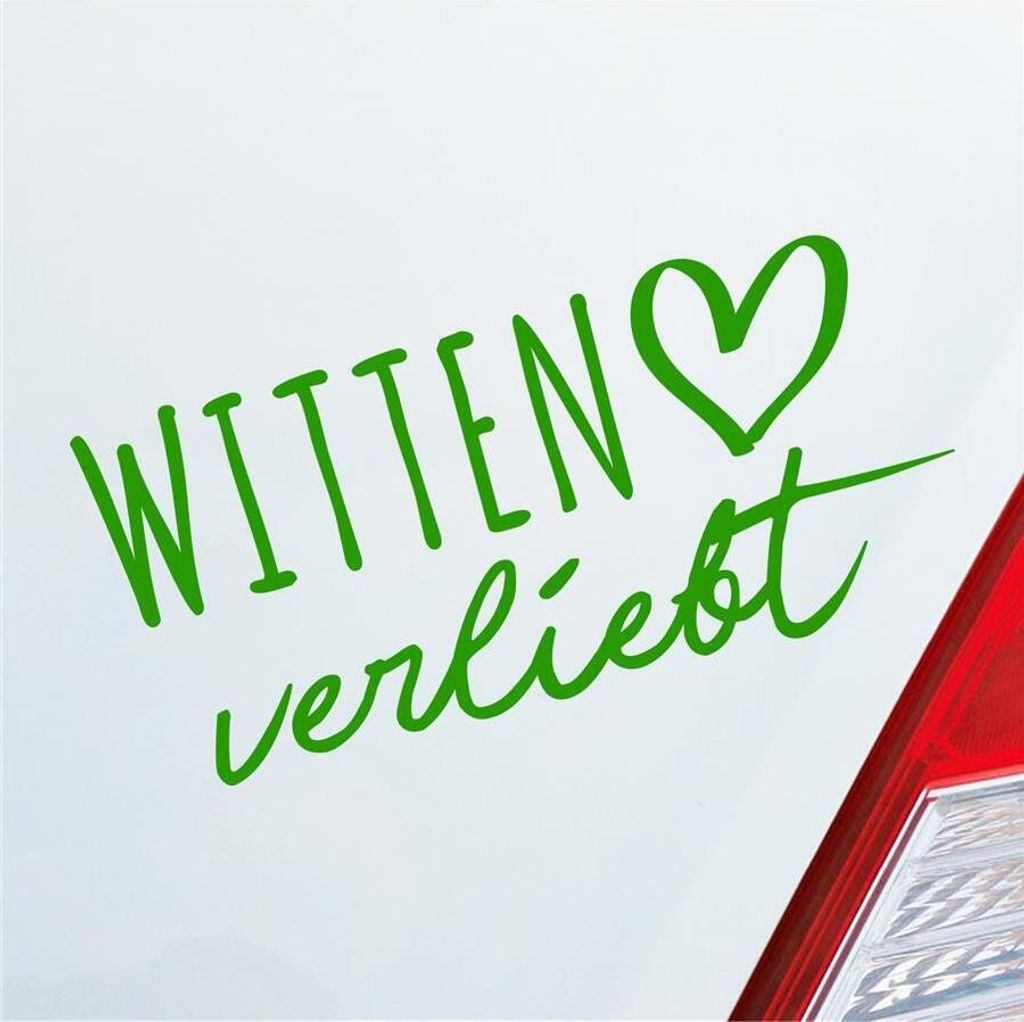 Auto Aufkleber Witten verliebt Herz Stadt Heimat Liebe Car 19x9 cm Hellgrün Sticker Heckscheibenaufkleber