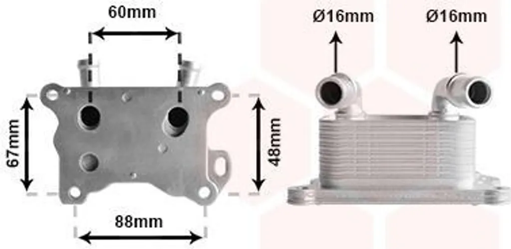 Refroidisseur d'huile robuste VAN WEZEL 43013702 en aluminium renforcé