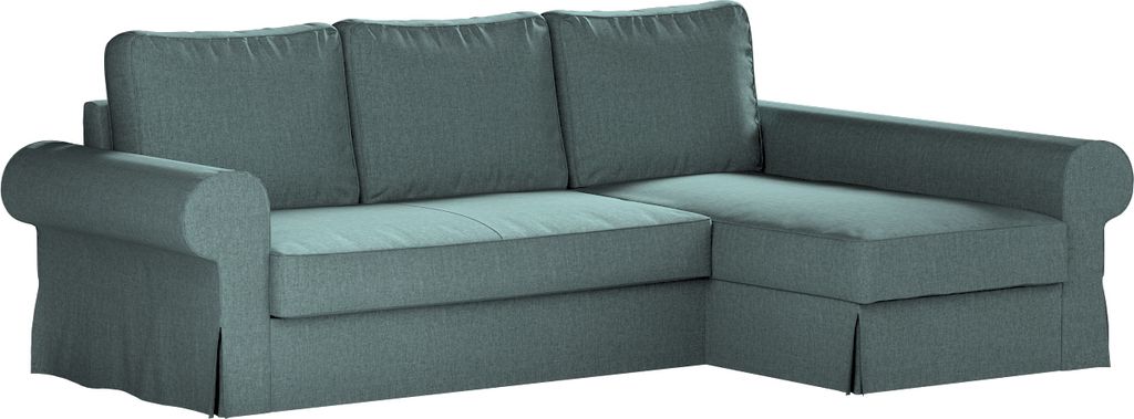 Dekoria Bezug für Backabro Bettsofa / Recamiere, grau- blau, Bezug für Bettsofa Backabro mit Recamiere