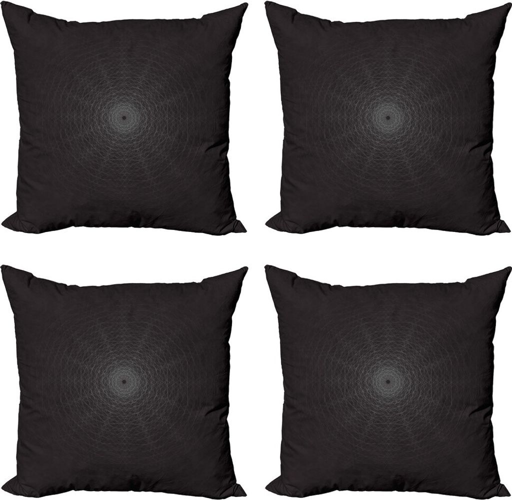 ABAKUHAUS Alchimie Kissenbezug Set (4 Stück), Geometry Komplexe Kunst, Moderner Doppelseitiger Digitaldruck, 40 cm x 40 cm, Charcoal Grau Weiß