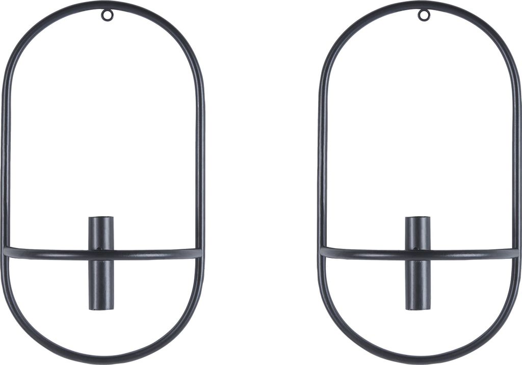 BELIANI Wandkerzenhalter 2er Set Schwarz Metall Oval Modern Produktbild 