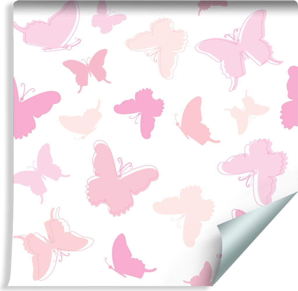 10m VLIES TAPETE Rolle Kinderzimmer Rosa Schmetterlinge Himmel Natur XXL