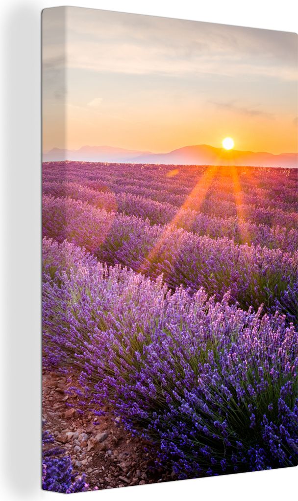 OneMillionCanvasses - Leinwandbilder - 90x140 cm, Lavendel - Sonnenuntergang - Blumen - Lila, Wandbilder Kunstdruck Wanddekoration - Foto auf Lei...