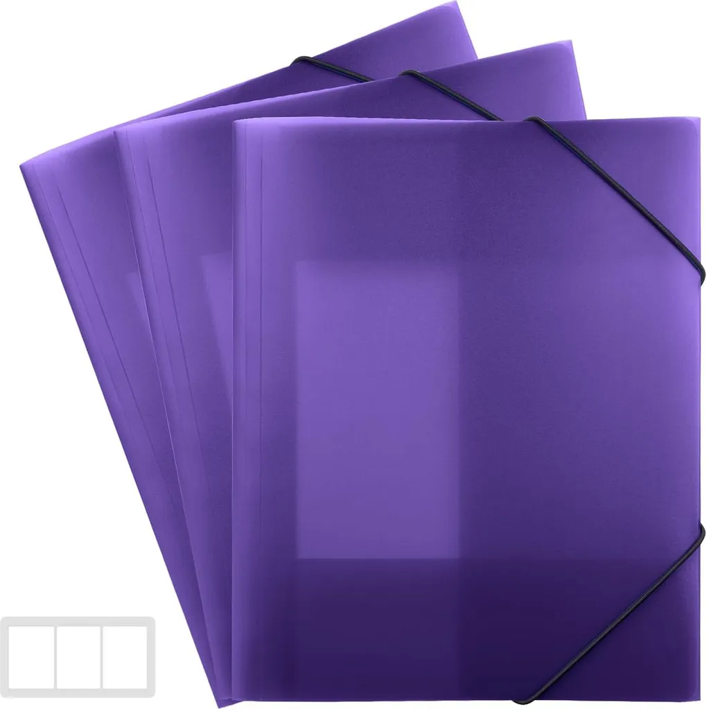 Lot 3 Chemises A4 Organisation Scolaire et Bureau avec Rabats Lila