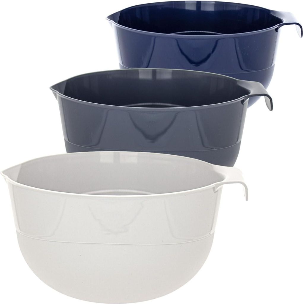 GENF Rührschüssel Set 3-teilig – 4 L Flexischüsseln mit Ausguss, Ø 24 cm