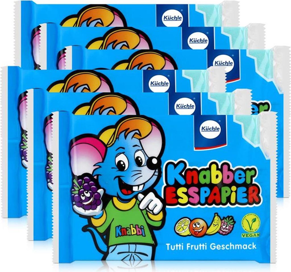 Küchle Knabber Esspapier blau Tutti Frutti Geschmack 25g Essoblaten (6er Pack)