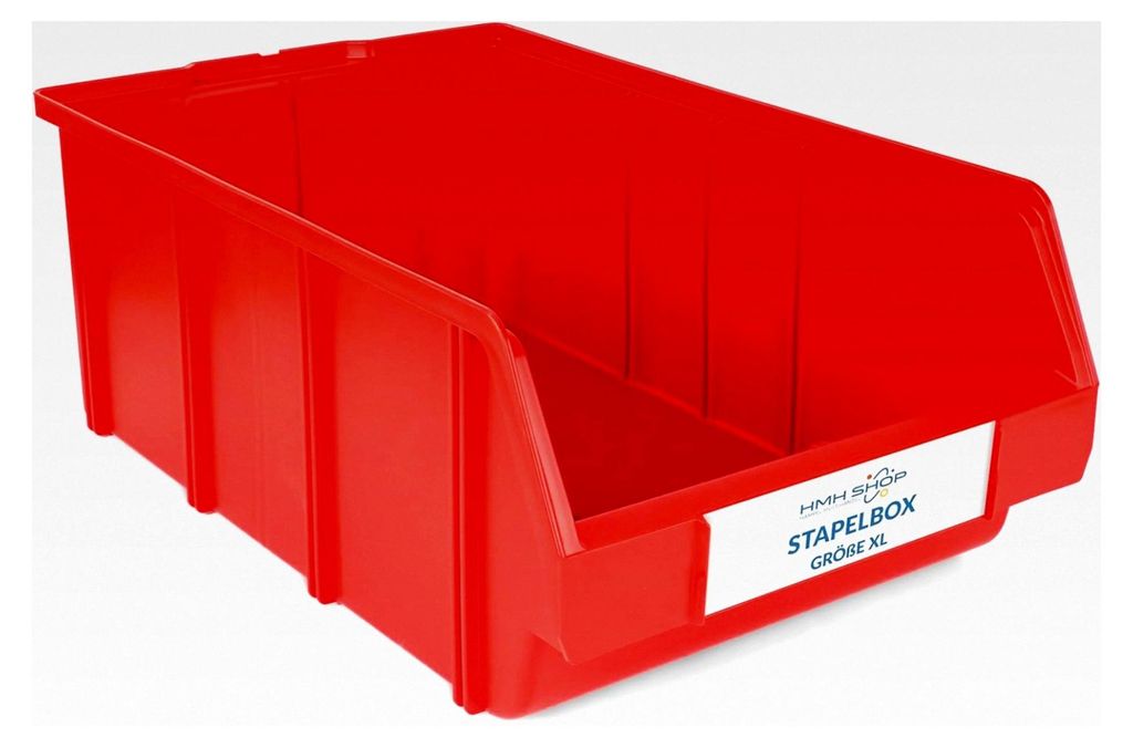 3 Stapelboxen Größe XL für Werkstatt, Garage und Keller, Sichtlagerboxen 489x304x185mm, Lagerboxen ROT