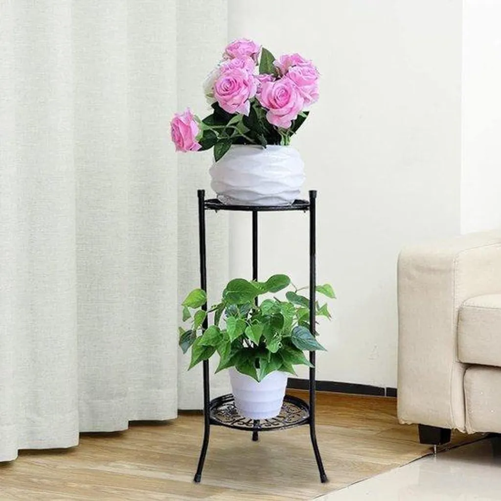 Support de Pot en Métal Noir - Porte-Plante Robuste pour Jardin et Salon