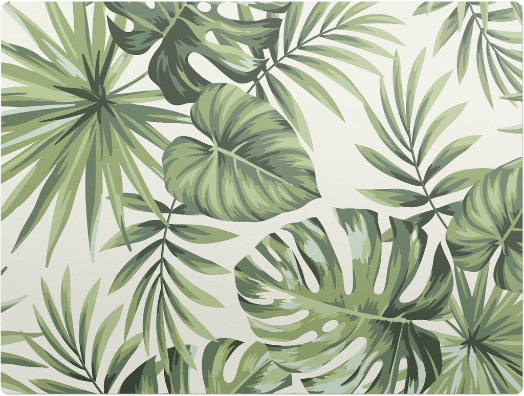 Tropische Blätter – Bodenschutzmatte – Rutschfest – Schutzmatte für Büro – Vinylmatte – Stuhlunterlage – 120 x 90 cm