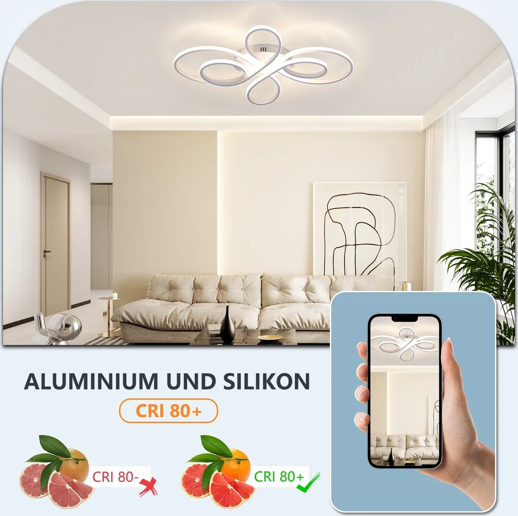 Plafonnier LED ZMH 65W Blanc Dimmable avec Télécommande de 66cm - 3