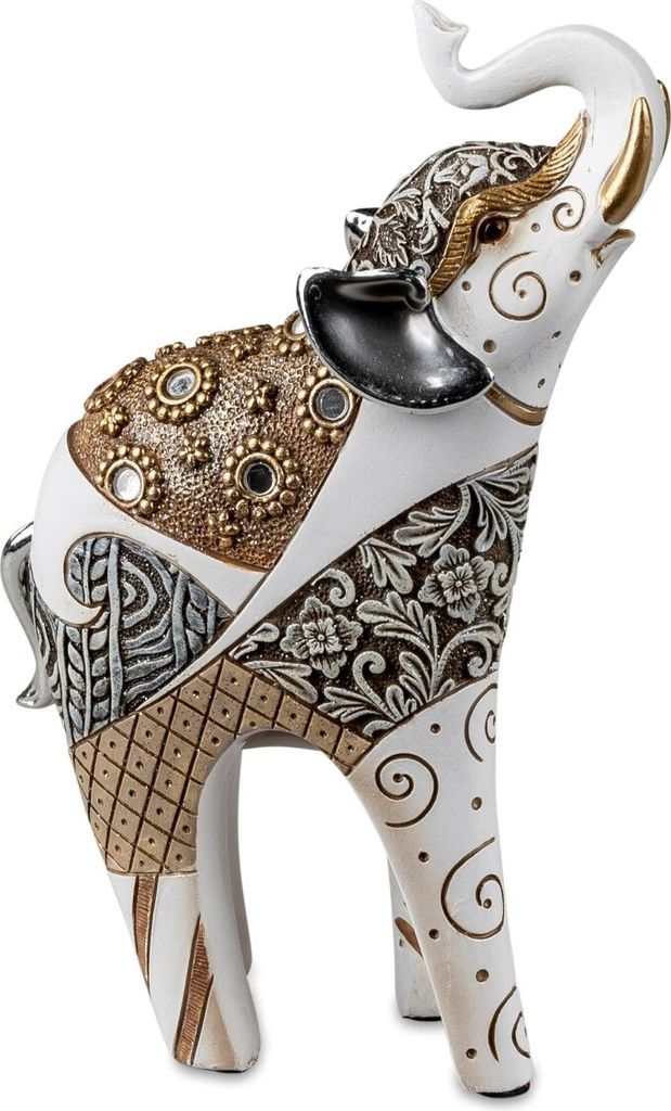 Dekofigur Elefant LUXOR CREME H. 20cm weiß braun Kunststein Formano
