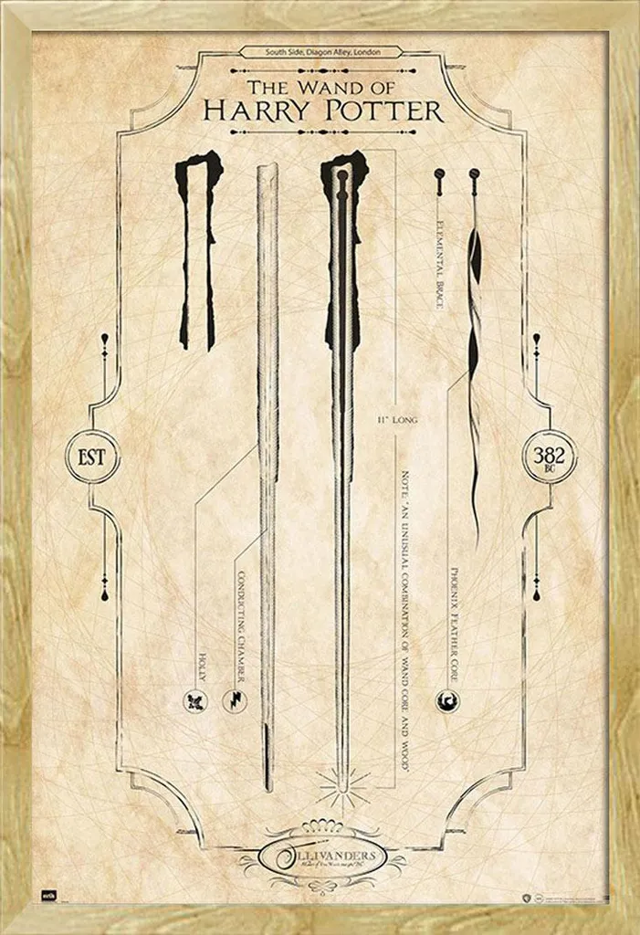 Poster Harry Potter géant avec cadre Shinsuke bois hêtre et vitre incassable