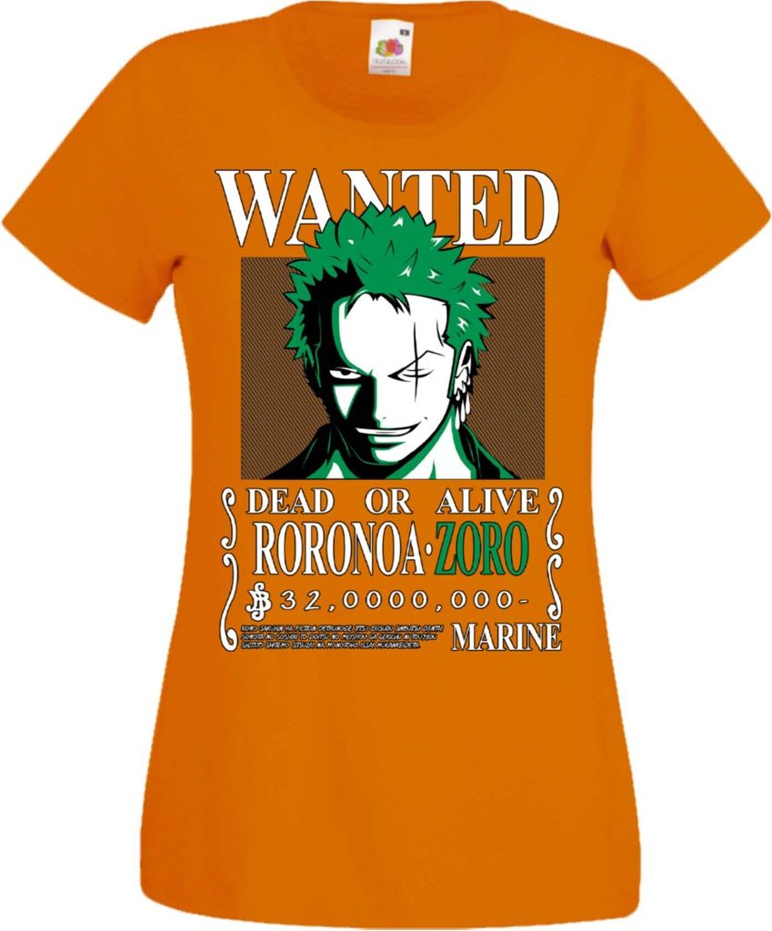 Damen T-Shirt Manga Anime One Manga Piece Anime Roronoa Zoro 01 Roronoa, Lady S / Orange