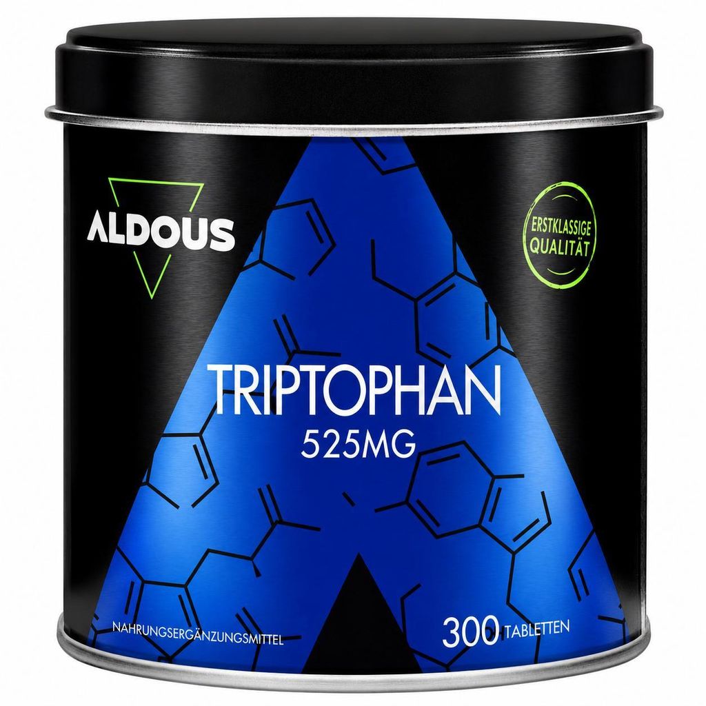L-Tryptophan 525mg je Tablette - 300 vegane Tabletten, 10 Monate Reichweite - Aus Pflanzlicher Fermentation - L Tryptophan Hochdosiert