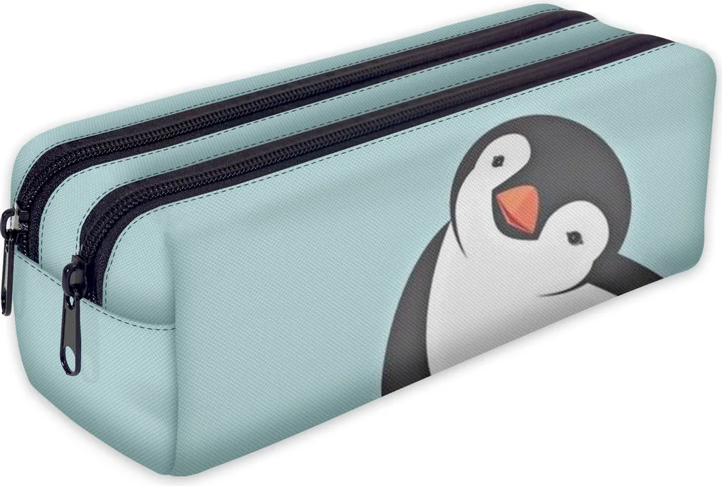 Trousse d'écolier pingouin 2 compartiments pour organiser ses fournitures