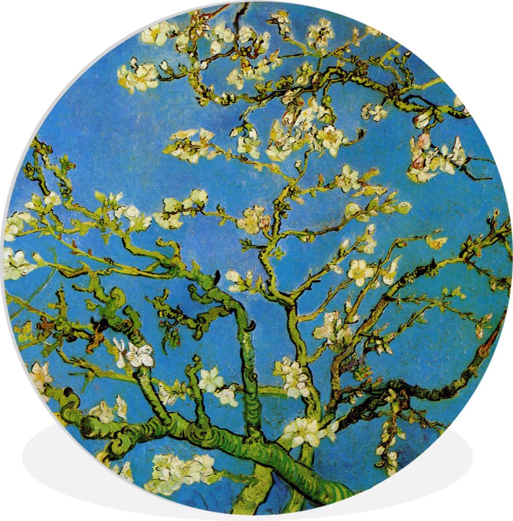 MuchoWow Rundes Wandbild - Runde Bilder Mandelblüte - Vincent van Gogh Ø 90 cm Kreis Wanddekoration Kunststoff - Wandkreis - Wandschmuck - Wand...