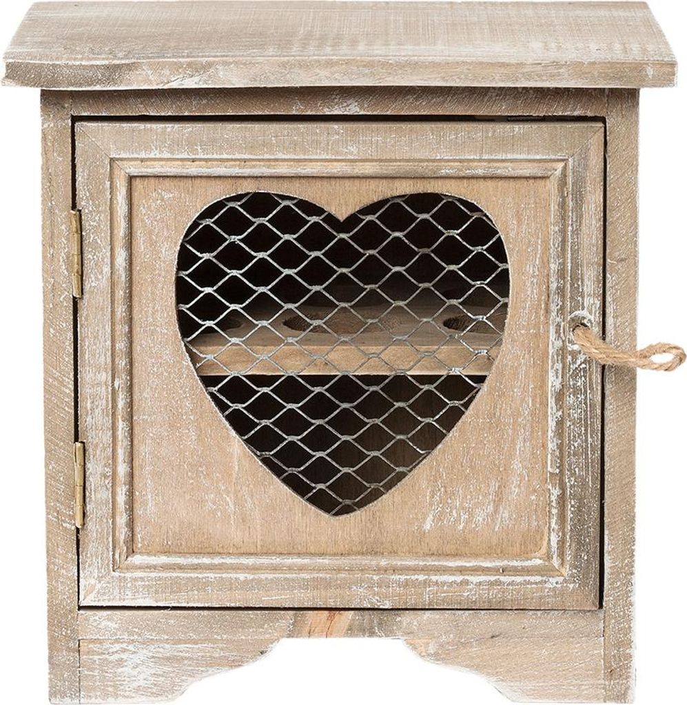 Clayre & Eef Eierschrank 19x14x19 cm Braun Holz Herz Produktbild 